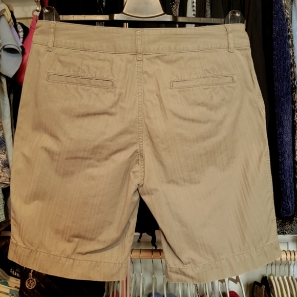 OLD NAVY ♡ Sweet Military Green Cotton Low Waist Bengal Striped Bermuda Shorts 6 - Picture 11 of 16